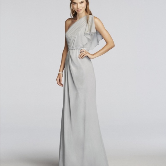 NWT Wonder by Jenny Packham plum silver beaded one shoulder maxi dress size 4 - Picture 3 of 8